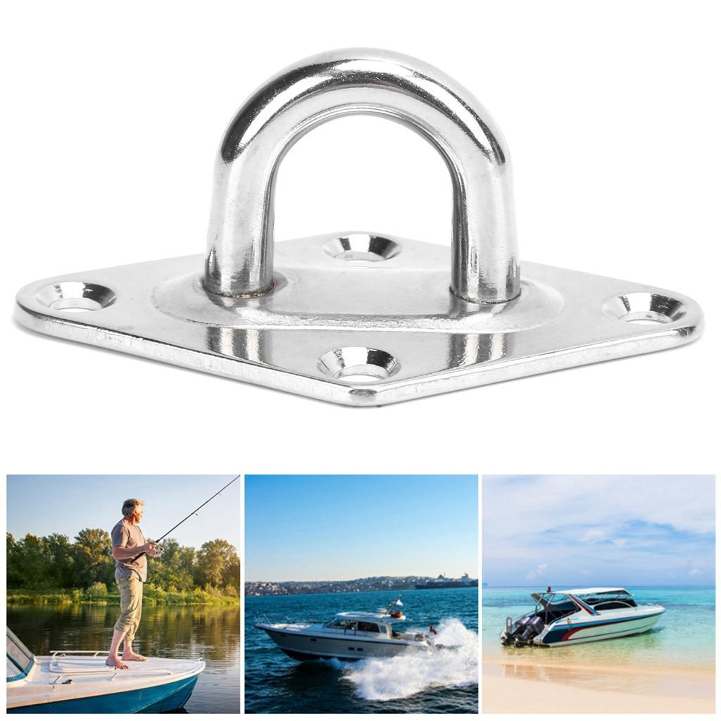 1qiwan-my 4PCS 8MM Eye Plate เพชรรูปเพดาน Hook Pad Staple Loop Marine ฮาร์ดแวร์เรือยอชท์อุปกรณ์เสริม