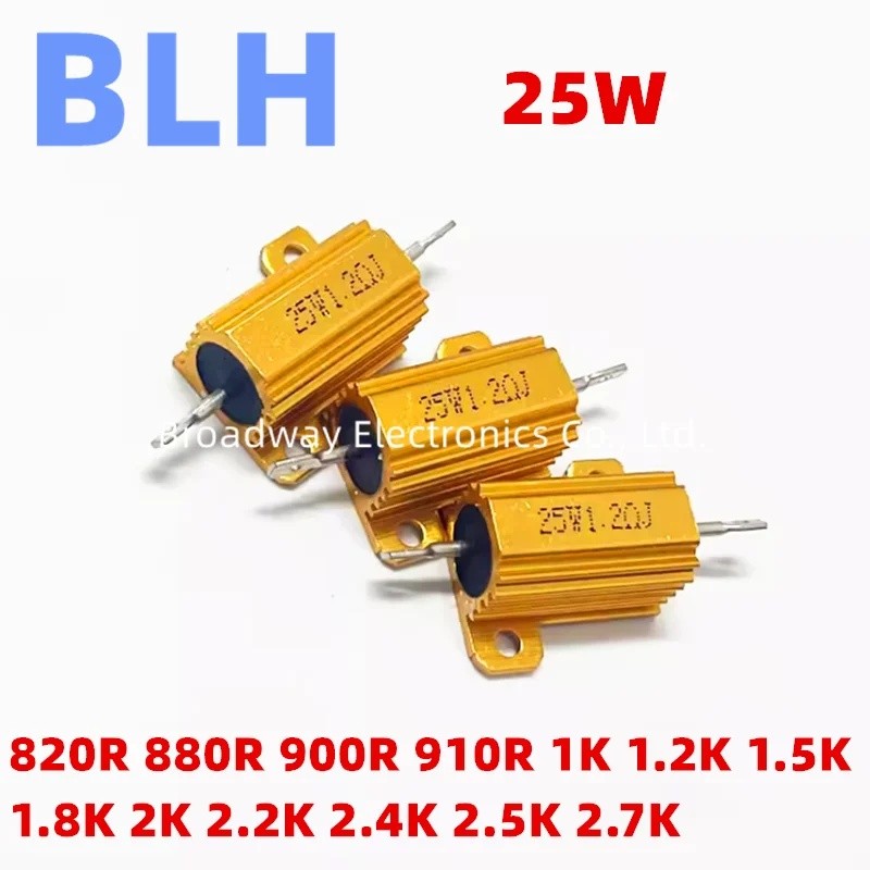 2PC RX24 อลูมิเนียมโลหะกรณี Wirewound Resistor 25W 820R 880R 900R 910R 1K 1.2K 1.5K 1.8K 2K 2.2K 2.4