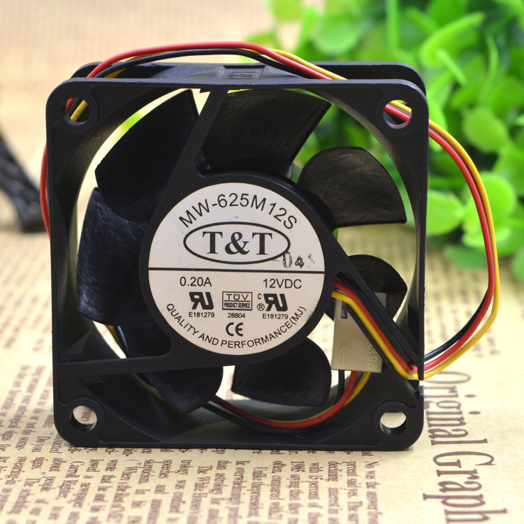 T & T MW-625M12S 12V 0.20 A 6 ซม. การวัดความเร็วสามบรรทัดพัดลมระบายความร้อนเงียบ