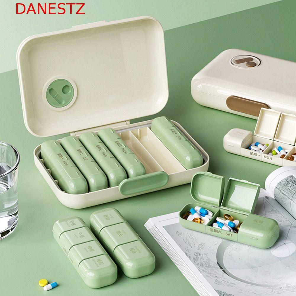 DANESTZ ที่เก็บยา 7 วัน, กันฝุ่น 21/28 ตารางกล่องยาทุกวัน, ที่เก็บยา Week Mark กันน้ํา Moisture-proo