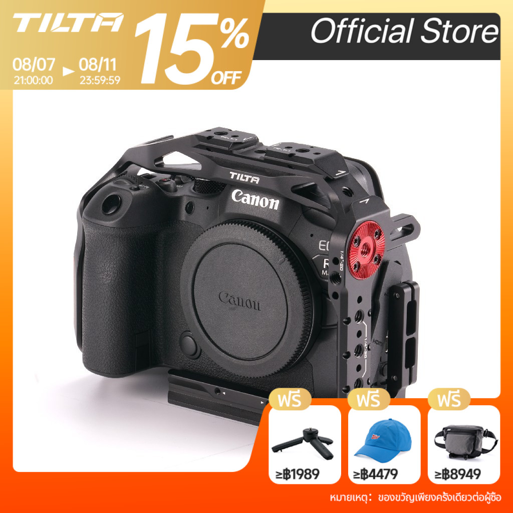 Tilta Canon R6 Mark II R6M2 TA-T45-AB Full camera cage สําหรับ Canon R6 Mark II R6 M2 ครึ่งกล้องกรง 15 มม.LWS Baseplate