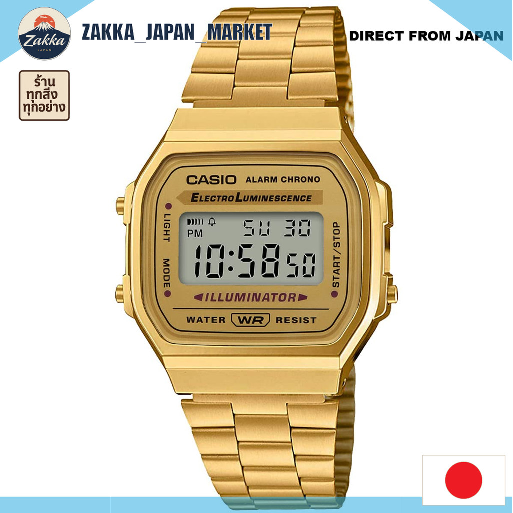 [CASIO] นาฬิกาดิจิทัล รุ่น Vintage Series A168WG-9W สำหรับผู้ชาย ผู้หญิง และเด็ก สีทอง รุ่นนำเข้าจาก