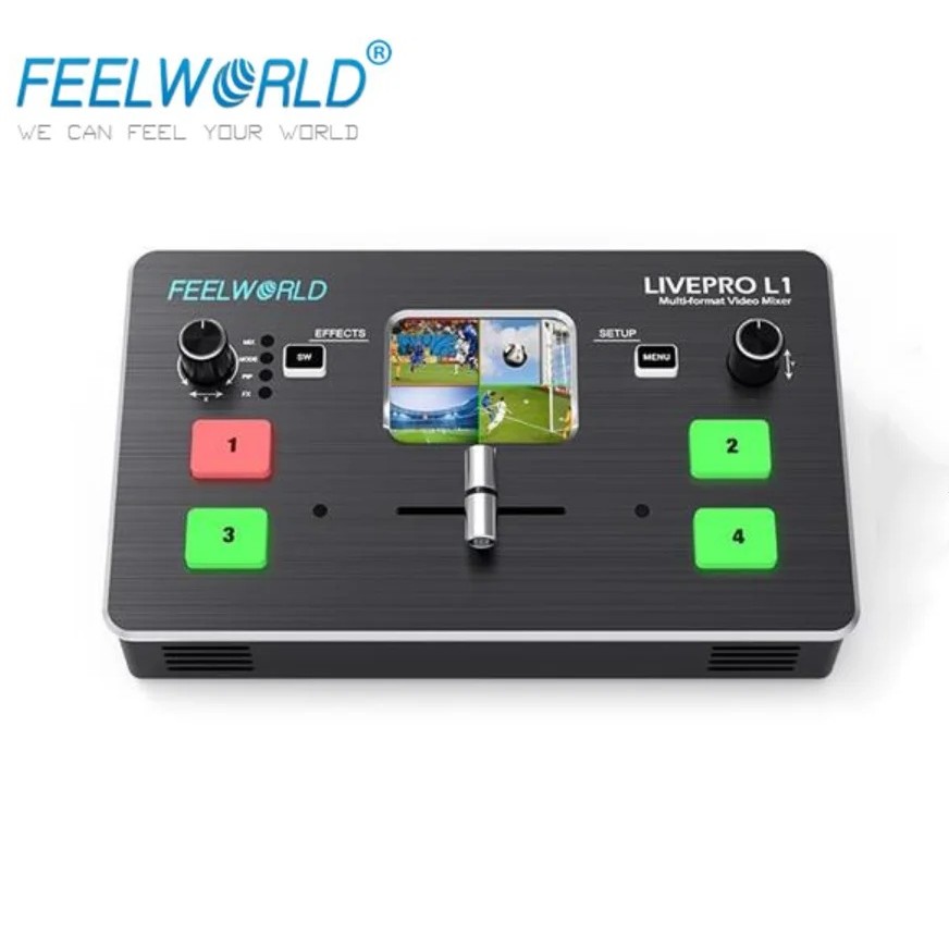 สินค้าคงคลังใหม่ ยี่ห้อใหม่ FEELWORLD LIVEPRO L1 Multi-format Video Switcher 4xHDMI Inputs Multi Cam