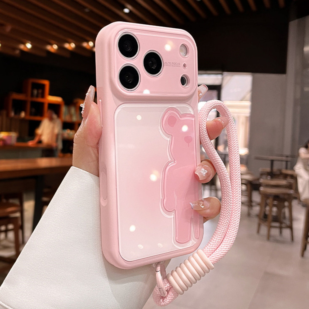 พร้อมเชือกเส้นเล็กสายคล้องไล่ระดับสีหมีเคสโทรศัพท์สําหรับ ไอโฟน 13 14 15 16 17 มือโปร สูงสุด ปลอกซิลิโคนอ่อนนุ่มกันกระแทกฝา