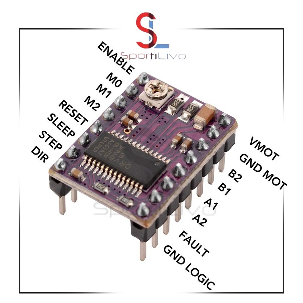 SPORTILIVO DRV8825 เครื่องพิมพ์ 3D StepStick drv 8825 Stepper Motor Driver Reprap RAMPS Board