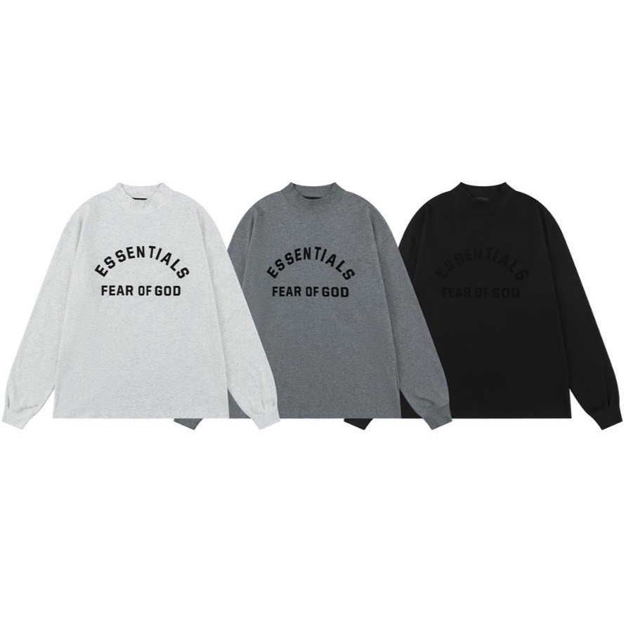 Fog Flocking เสื้อยืดแขนยาวคอเต่าพิมพ์ลาย