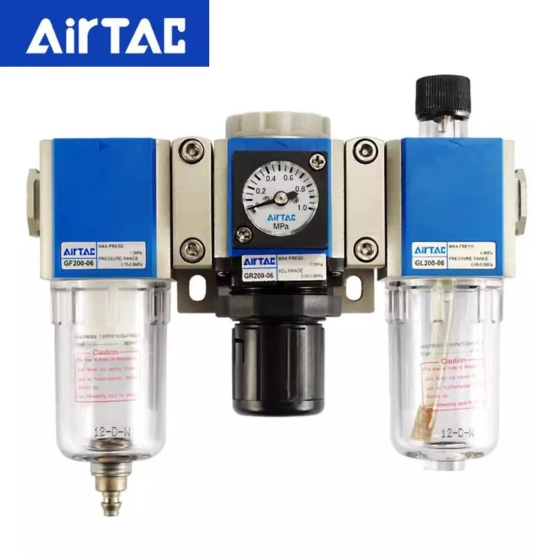 TBCT AirTAC Original Pneumatic Triple ความดันหมุนเวียนวาล์วกรองน้ํามัน Mist Separator GC200-06/GC300