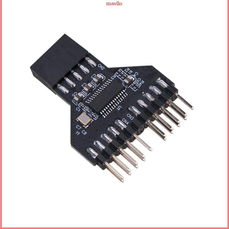MAVLO USB 2 0 9 Pin Splitter เมนบอร์ด USB 9Pin Header 1 ถึง 2 อะแดปเตอร์ 9-Pin USB HUB USB2 0 ตัวเชื