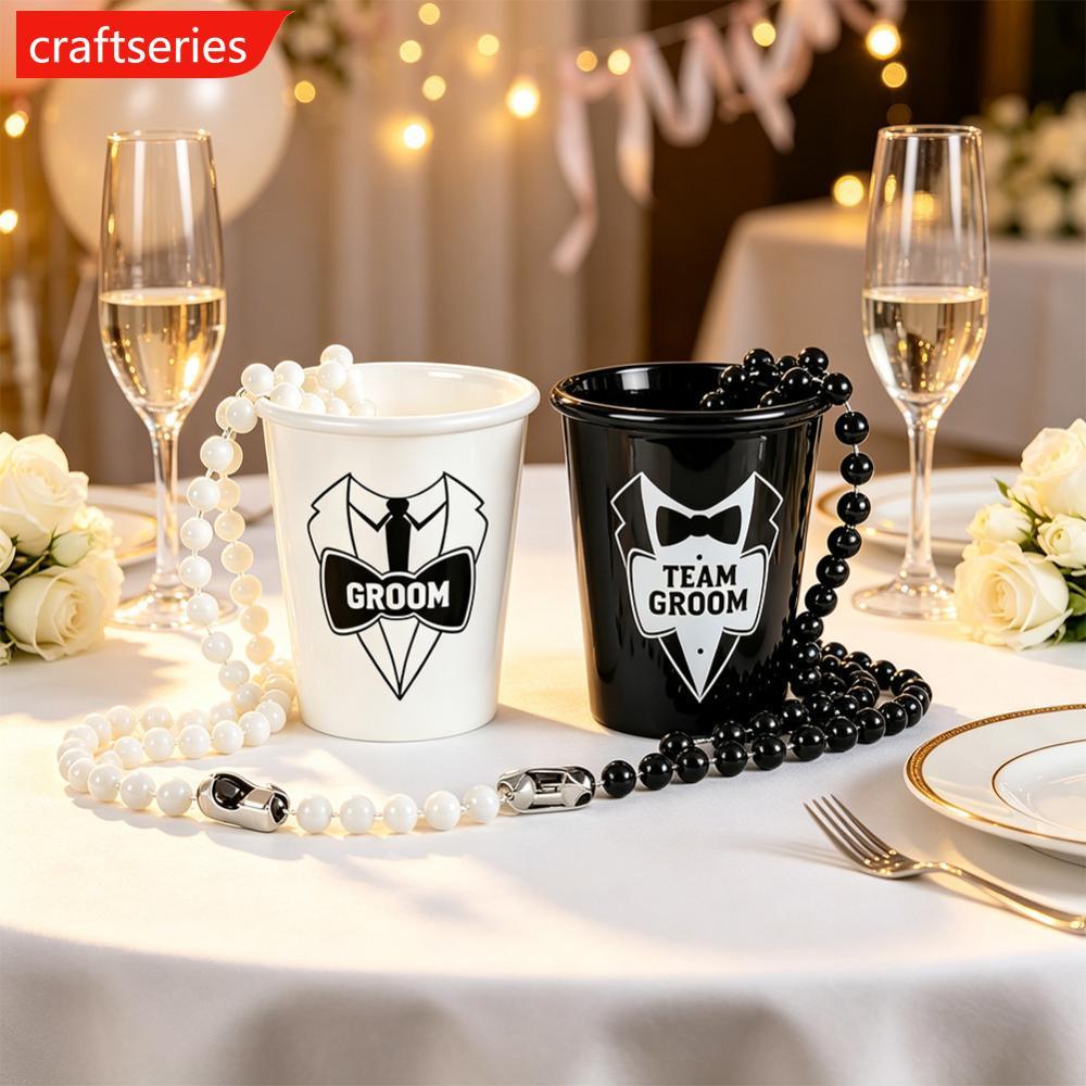 CRAFTSERIES 2oz Shot สร้อยคอแก้วลูกปัด Groomsmen Party Favors ถ้วยพลาสติกแบบใช้ซ้ําได้สําหรับ Bachel