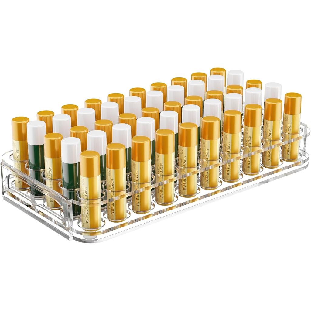 Beautyflier Lip Balm Holder Organizer, 50-Slot อะคริลิคผู้ถือลิปสติก, Lip Gloss Storage Display, Slo