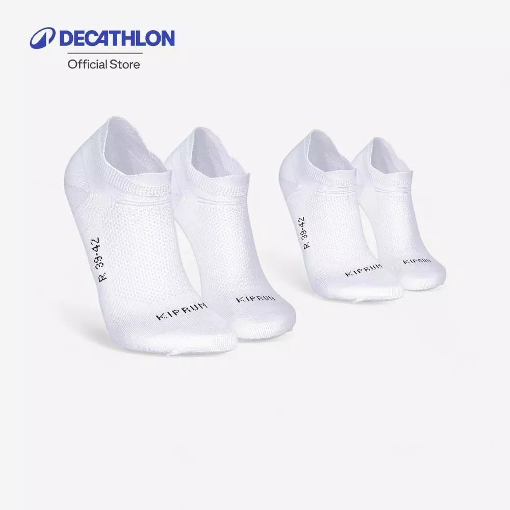 Decathlon Pack Of 2 Pairs Thin Invisible Running Socks ถุงเท้าวิ่งข้อสั้น รุ่น Run 500 1 แพ็ค 2 คู่ - White