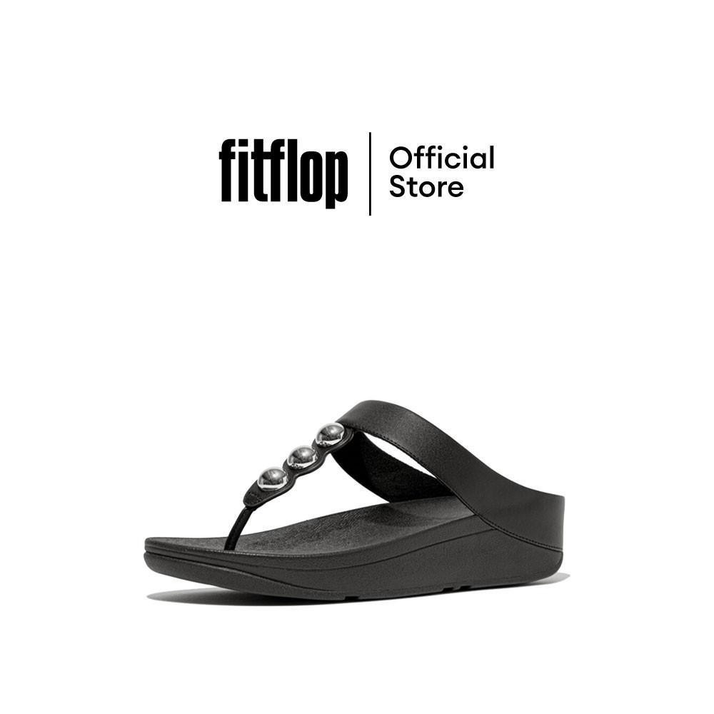 FITFLOP COMM-FINO MIRROR-DOME LEATHER รองเท้าแตะแบบหูหนีบผู้หญิง รุ่น HW8-001 สี BLACK