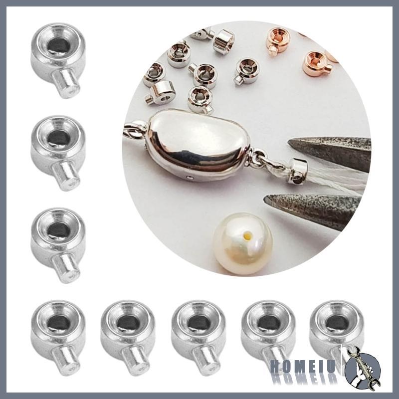 HOMEIU 20 ชิ้น Stopper Spacer ลูกปัด Crimp End ลูกปัดเหมาะสําหรับสร้อยข้อมือสร้อยคอ