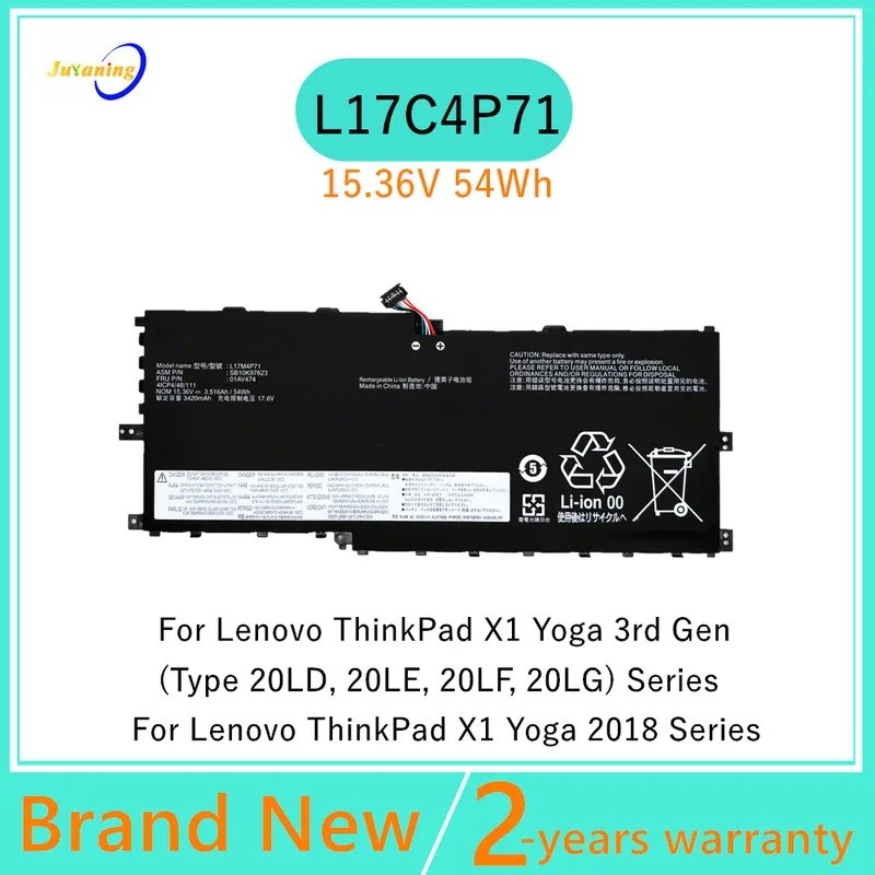 L17C4P71 แบตเตอรี่แล็ปท็อปสําหรับ Lenovo ThinkPad X1 โยคะ 3rd Gen 2018 Series L17M4P73 L17M4P71 01AV