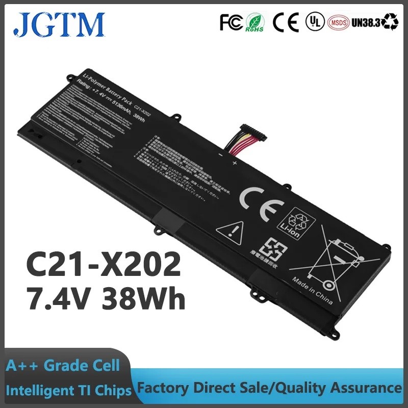 C21-X202 7.4V 38Wh แบตเตอรี่แล็ปท็อปสําหรับ Asus Vivobook Q200 Q200e S200 X202 X202e S200e แล็ปท็อป 