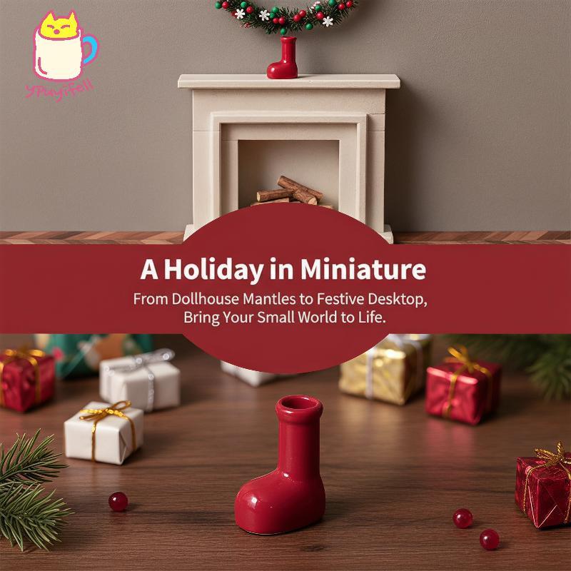 [YPU] Mini Christmas Red Jacket ยางแจกัน Creative Dollhouse Desktop Decor สําหรับผู้ถือพืชขนาดเล็ก ค