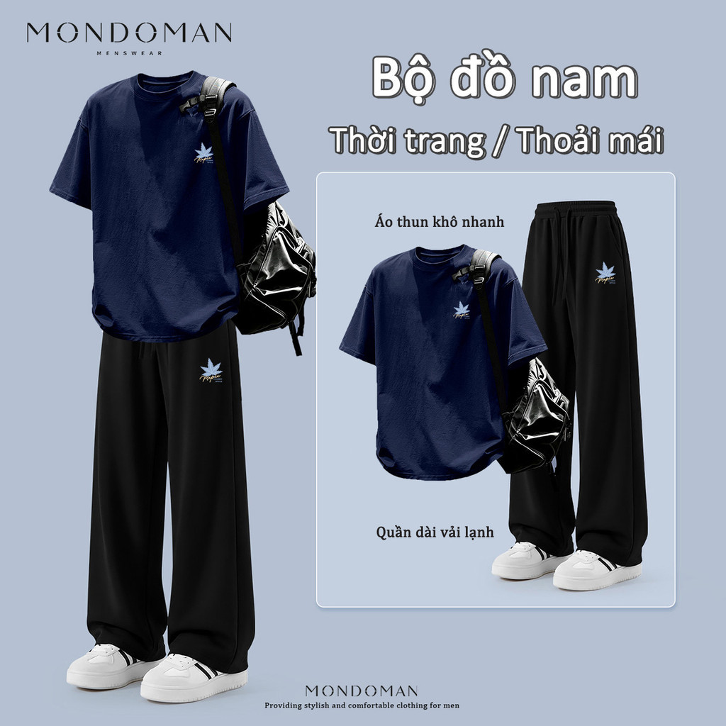 Modonman เสื้อผู้ชายเทสดีคอปก กางเกงลำลองชาย ชุดฤดูร้อนสำหรับผู้ชาย สำหรับผู้ชายและผู้หญิง(NST+BZK)
