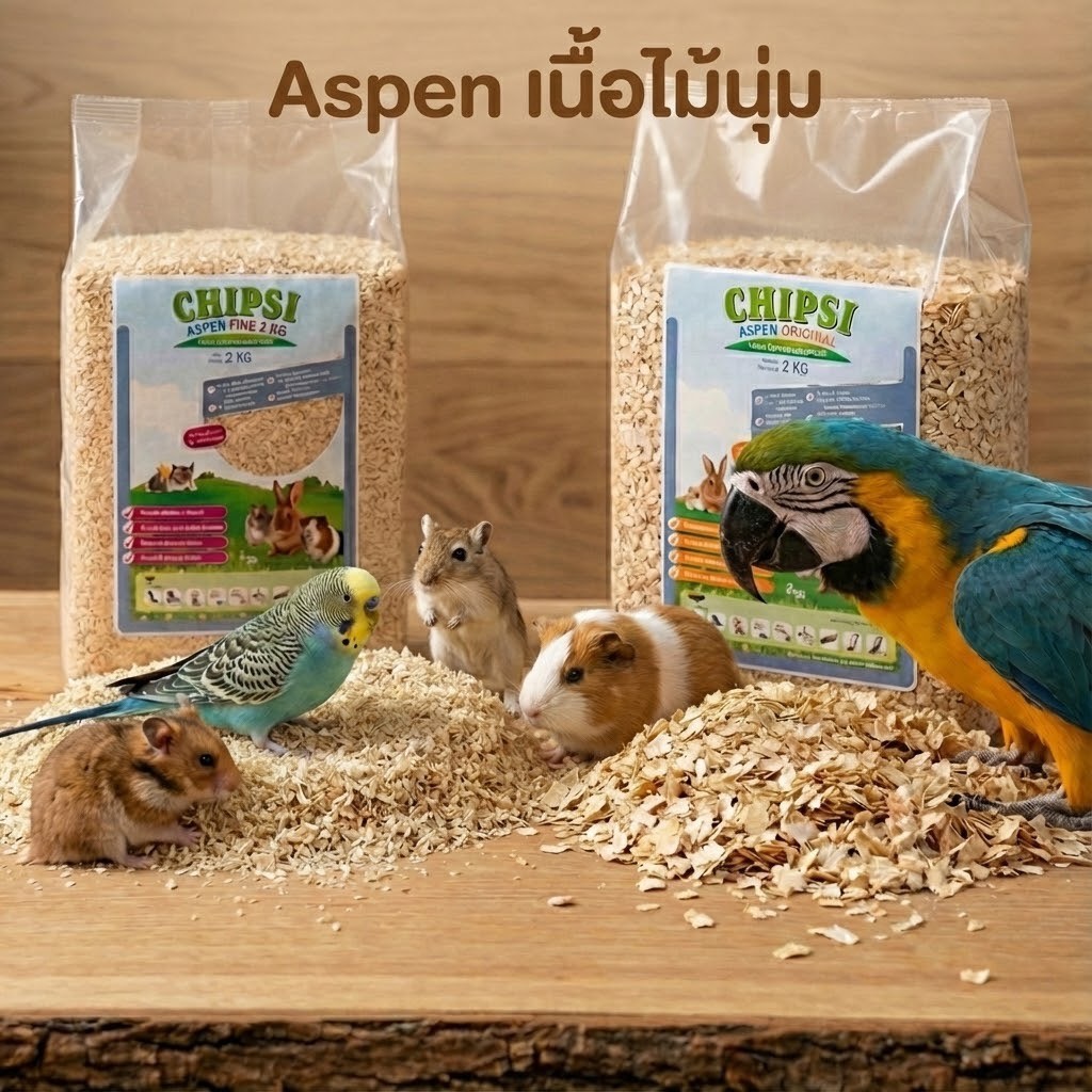 Chipsi aspen ขี้เลื่อยอย่างดี รองรังสัตว์ มีขนาด 2kg / 8kg