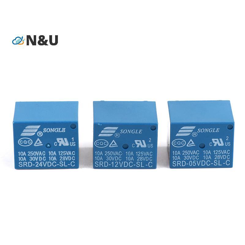 N&U 10 ชิ้นรีเลย์ DC 5V 12V 24V SRD - 250VAC 10A 5PIN รีเลย์ไฟฟ้า