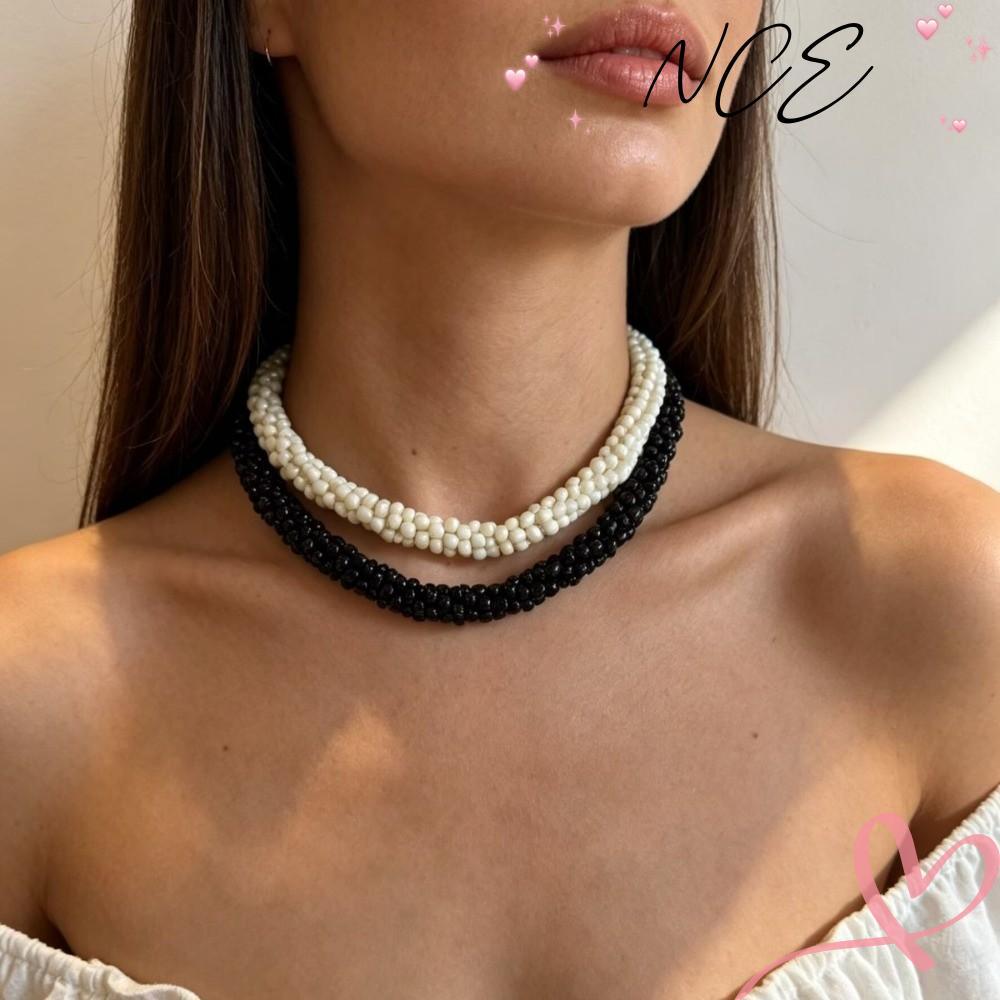 NCE สร้อยคอลูกปัด, ลูกปัดหลายชั้นสแตนเลสแม่เหล็ก Clasp สร้อยคอผู้หญิง, แฟชั่น Creative Retro ลูกปัด 