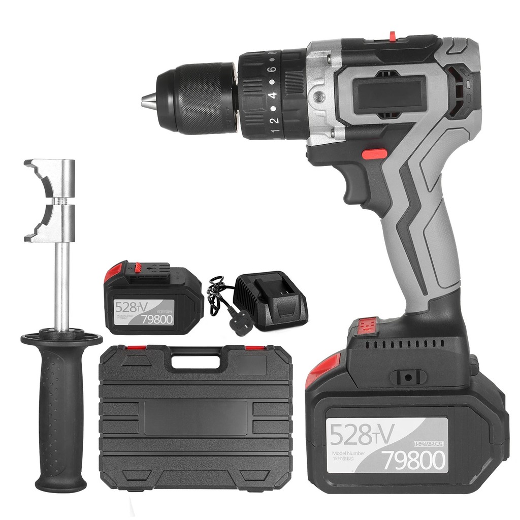 HK7U จุดสินค้าคงคลังสว่านไร้สายไดร์เวอร์ 21v 6.0a แบตเตอรี่แรงบิดสูงสุด 200n.m 1/2 นิ้วความเร็วตัวแป