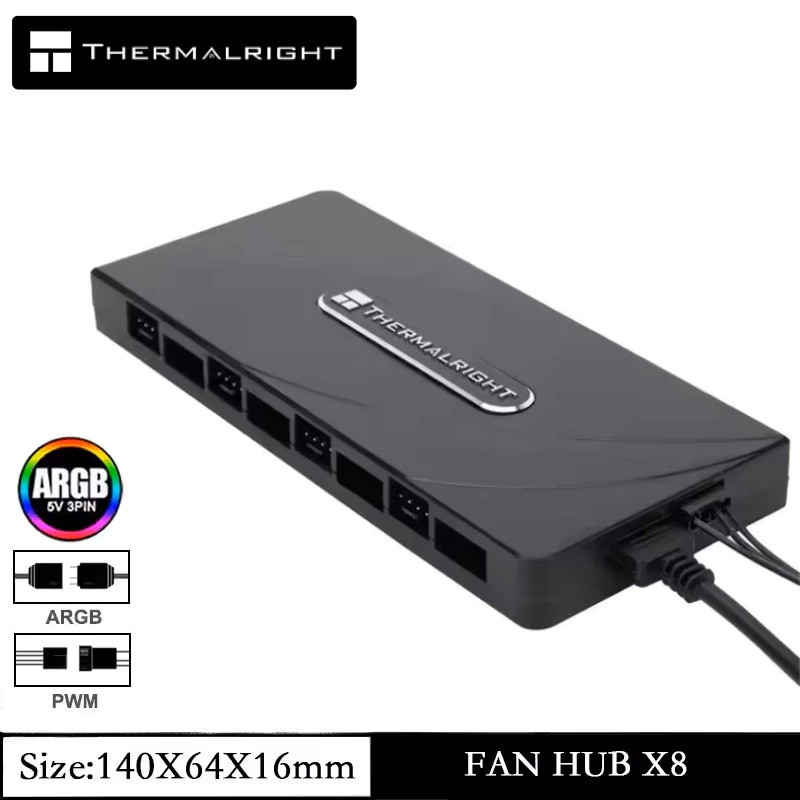 Thermalright FAN-AND ARGB HUB X8 3Pin ARGB Fan Hub 4 Pin PC พัดลม Controller SATA สายไฟอินพุตโดยตรง