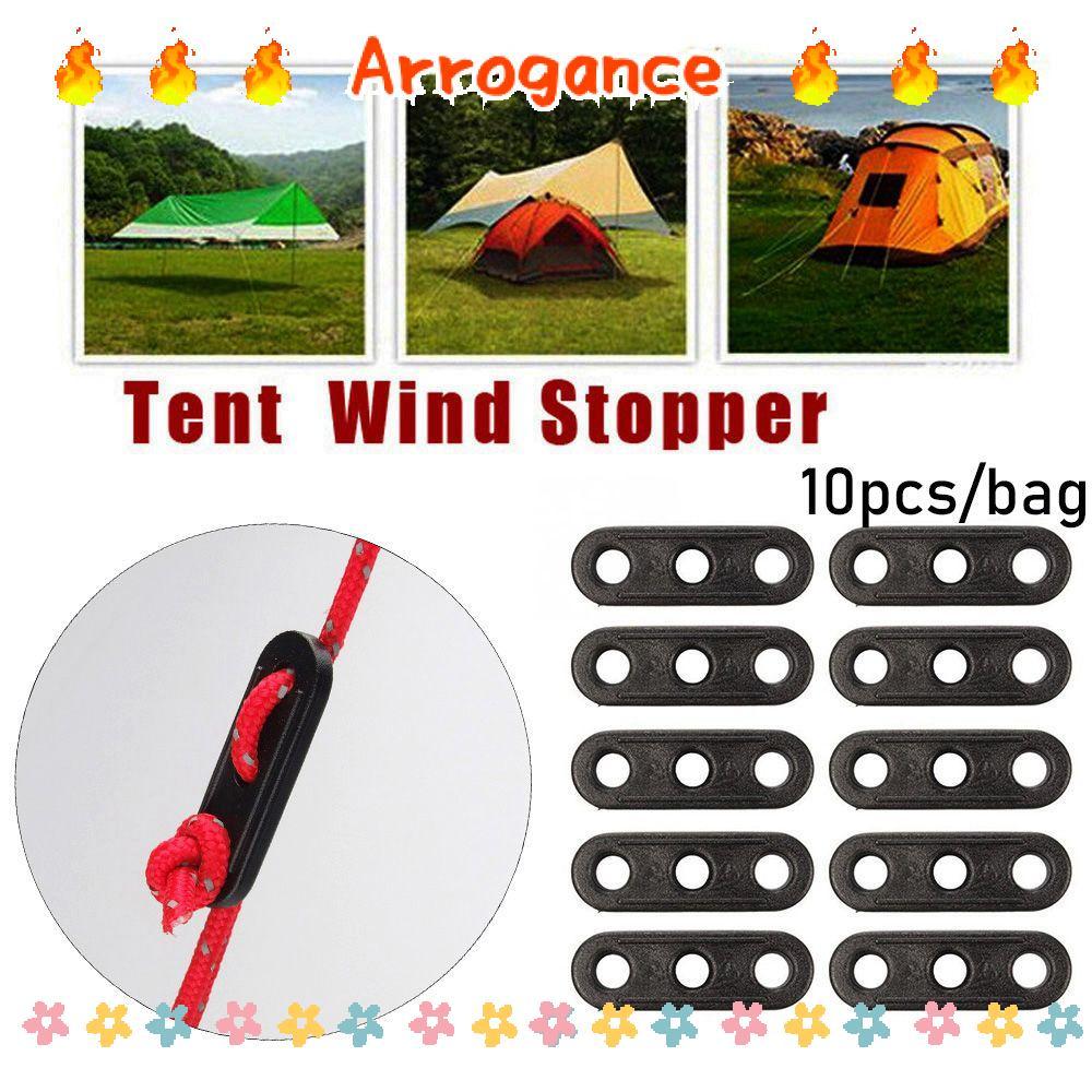 ARROGANCED 10 ชิ้นเชือกยึดกันสาดสีดํา Wigwam ปรับ 3 หลุม Tensioner ล็อค