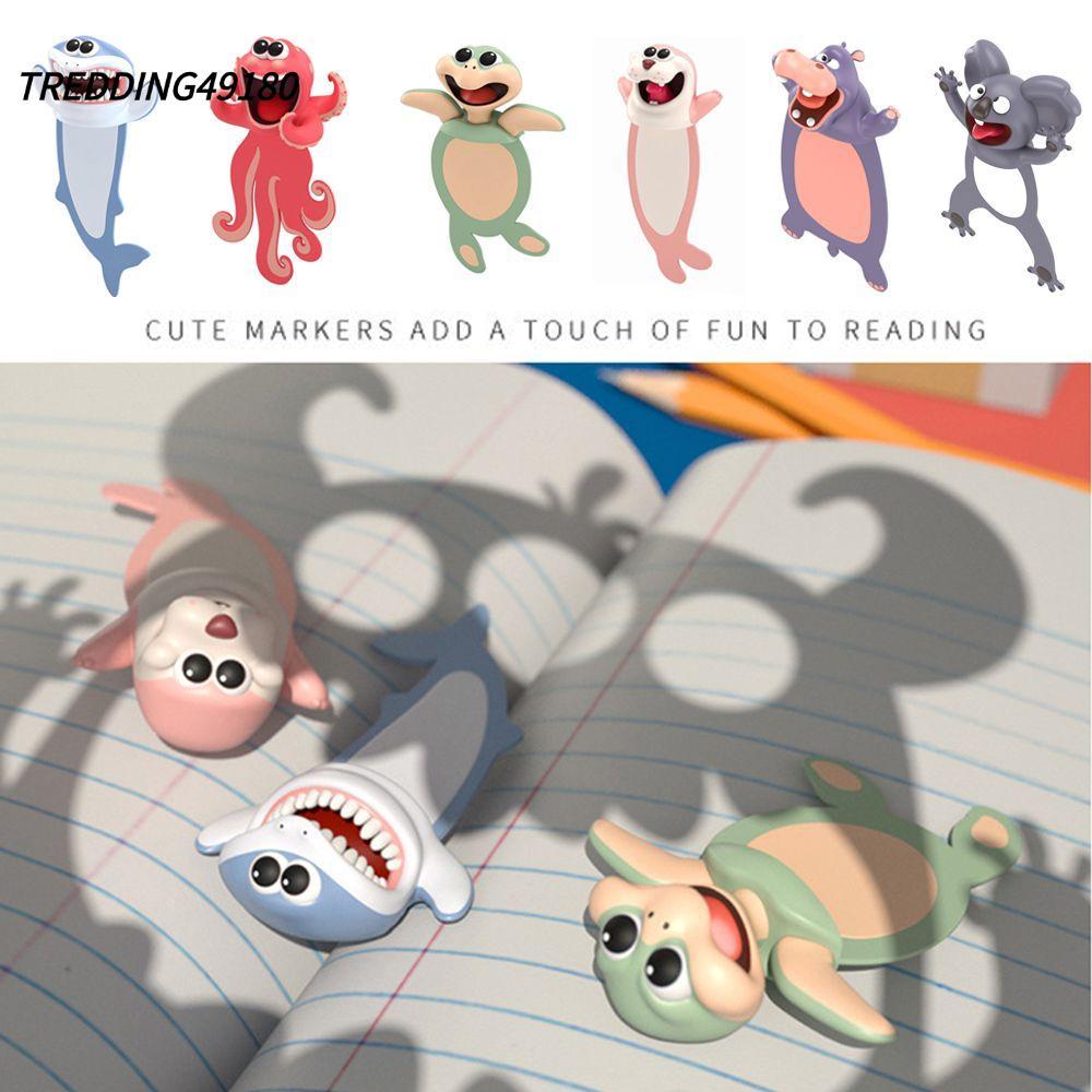 TREDDING49180 ที่คั่นหนังสือ Cat Panda Ocean Series ตลกสร้างสรรค์ PVC อุปกรณ์การเรียน