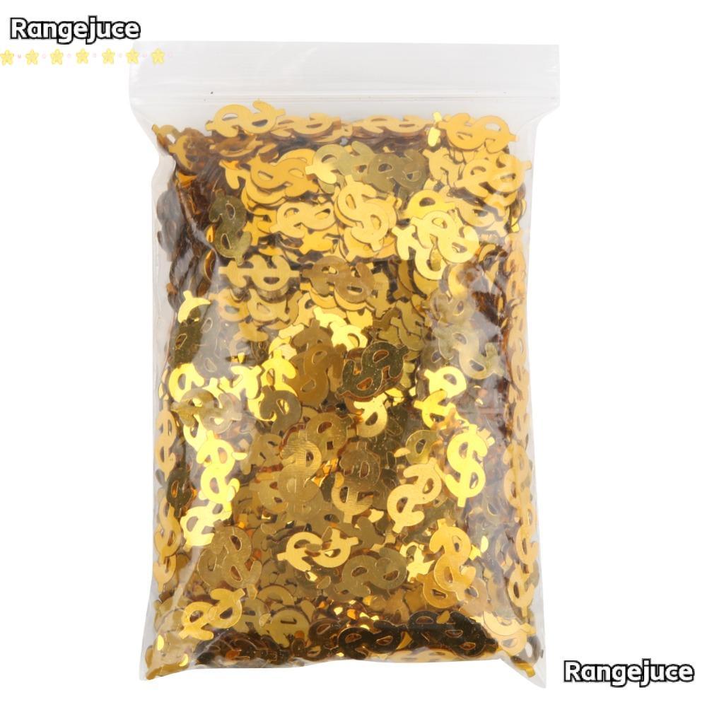 RANGEJUCE 1 ชิ้นโยน Confetti, Gold & Green Dollar Sign Shaped Dollar Sign Confetti, Birthday Party P