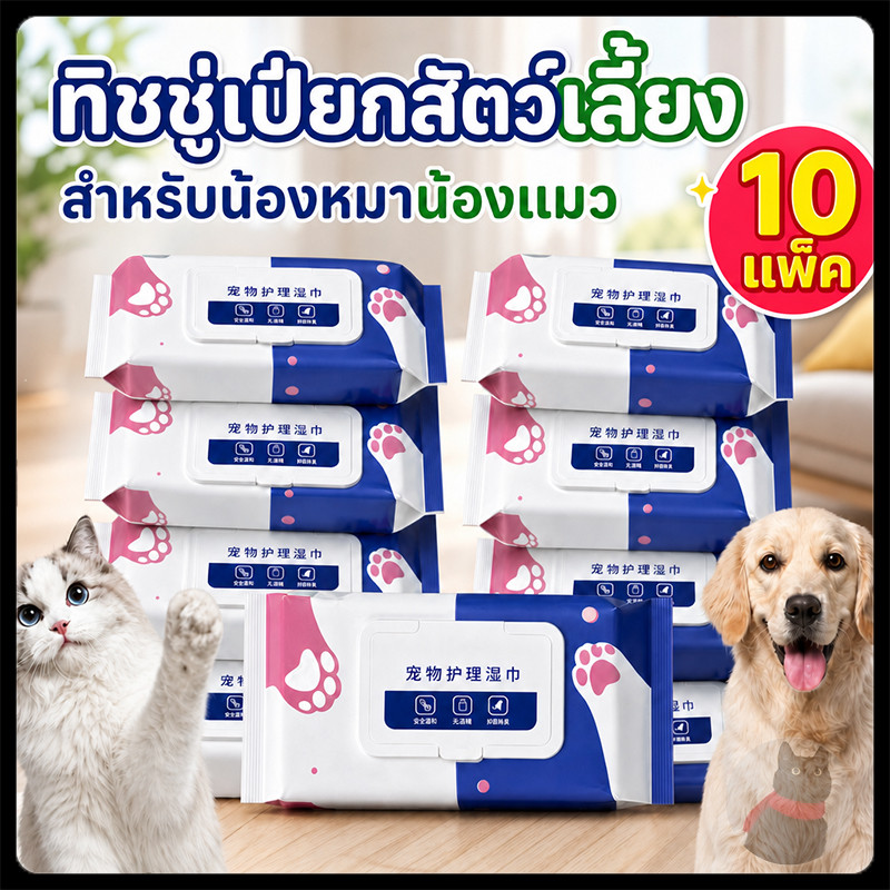 【10 แพ็ค】ทิชชู่เปียก 800 แผ่น ผ้าเช็ดตาและหูสัตว์เลี้ยง สำหรับเช็ดสัต ว์เลี้ยง ทิชชู่เปียก ทิชชู่หมา ขจัดคราบกลิ่นน้อง