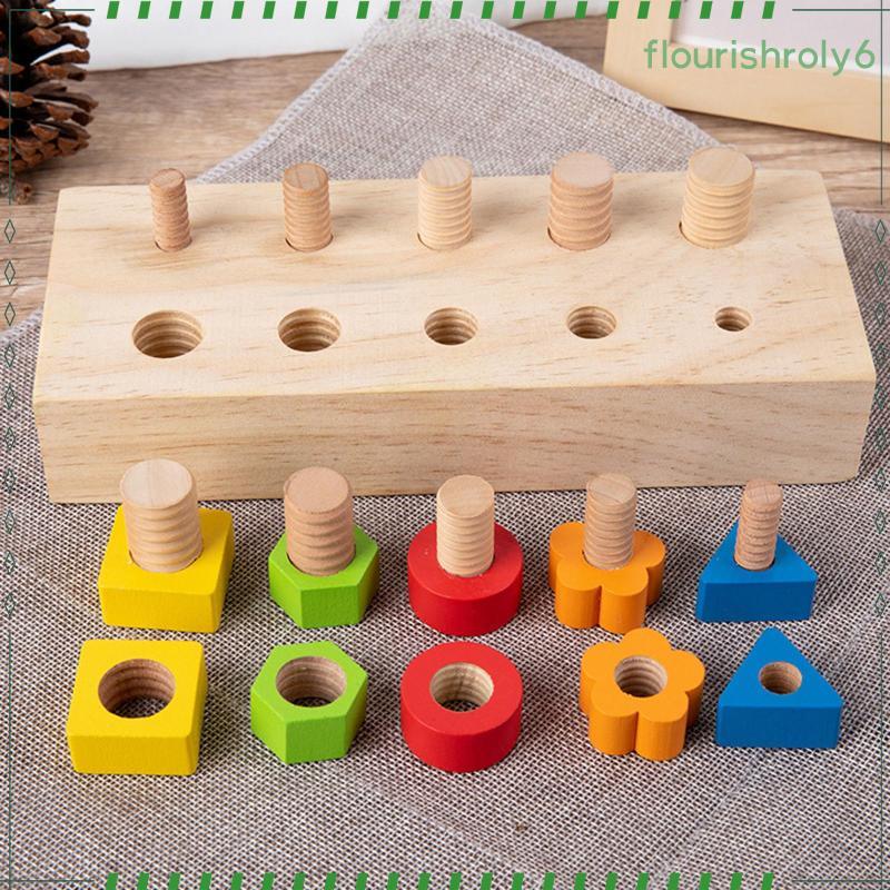 [flurishroly6] Montessori Wood Nuts And Bolts Board Toy สําหรับ 2 ปี + มัลติฟังก์ชั่น