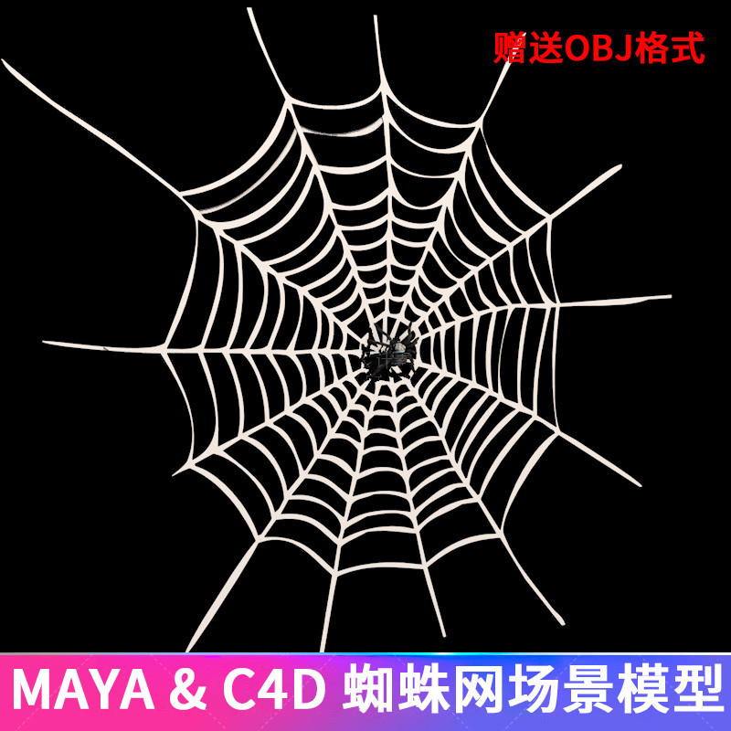 C4d Spider Web Scene Model Spider maya Spider Web Scene Model รุ่น Q ฉากการ์ตูน-04488