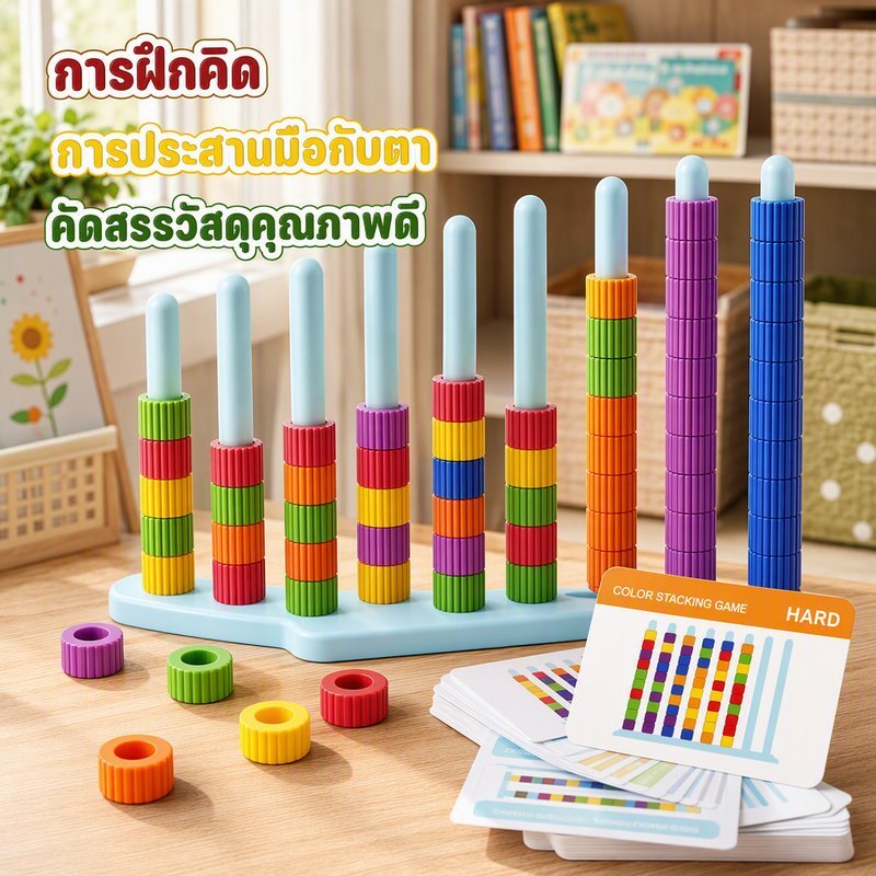 จับคู่ลูกปัด ซ้อนลูกปัด เรียนรู้สี รูปทรง ฝึกมือและตา ของเล่นเสริมพัฒนาการ ของเล่นเด็ก