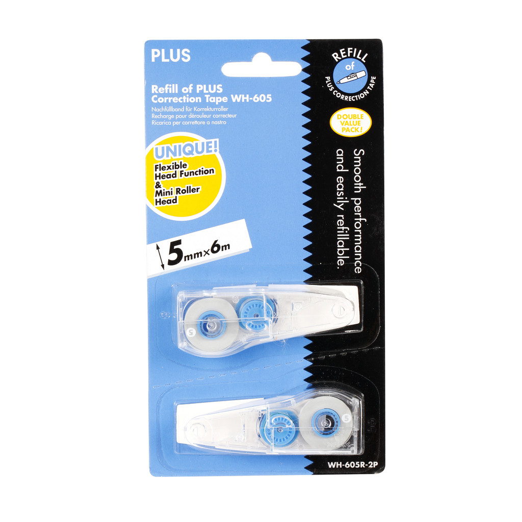 PLUS รีฟิลล์เทปลบคำผิด รุ่น WH-605R ขนาด 5 มม. x 6 ม.(แพ็ค 2 อัน)