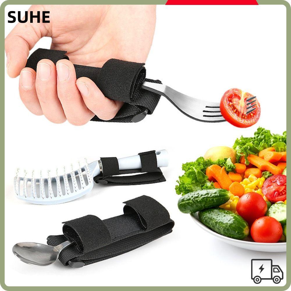 SUHE Adaptive Utensils, ปรับ Non Slip Eating Utensils, Ergonomic Hand Tremors Easy Grip Utensils เคร