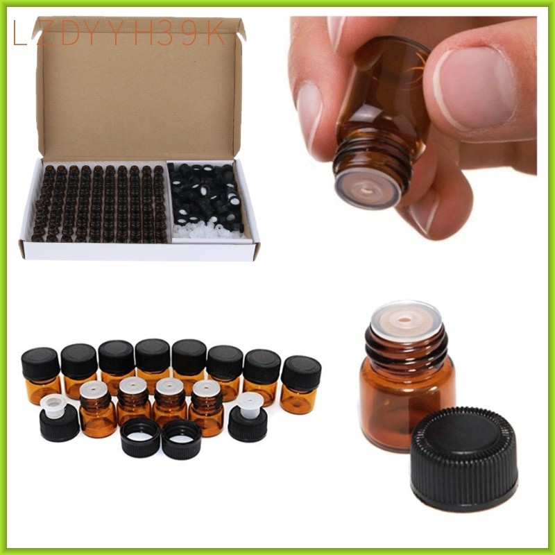 [lzdyyh39k] ขวดแก้วเปล่า 100 ชิ้นพร้อมเครื่องลดอสมมาตร Dram DIY Vials 1ml
