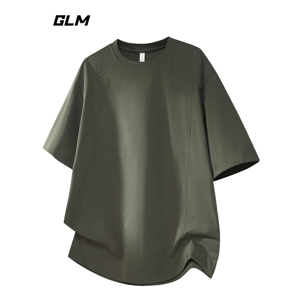 GLM อย่างเป็นทางการแท้ 2026 สไตล์ใหม่ฤดูร้อนแขนสั้นเสื้อยืดผู้ชายกองทัพสีเขียวรอบคอหลวมสบายๆทั้งหมด 