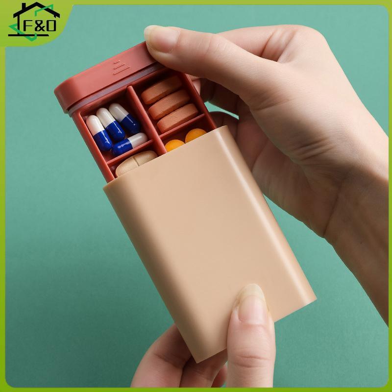 F&O สีสัน 6 กริดสล็อตกล่องยาแบบพกพา Health Care คอนเทนเนอร์กล่องยา Splitters Travel Pill Organizer พ