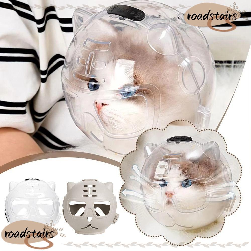 ROADSTAIRS Cat Muzzle ป้องกัน Space Hood, โปร่งใส Anti-Bite Breathable Cat Muzzle, Cat Grooming อุปก
