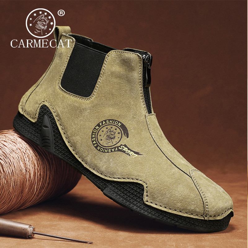 CARME CAT Official Flagship Store Martin Boots Mens ของแท้หนังเชลซีรองเท้ากีฬา Anti-Slip ทนต่อการสึก