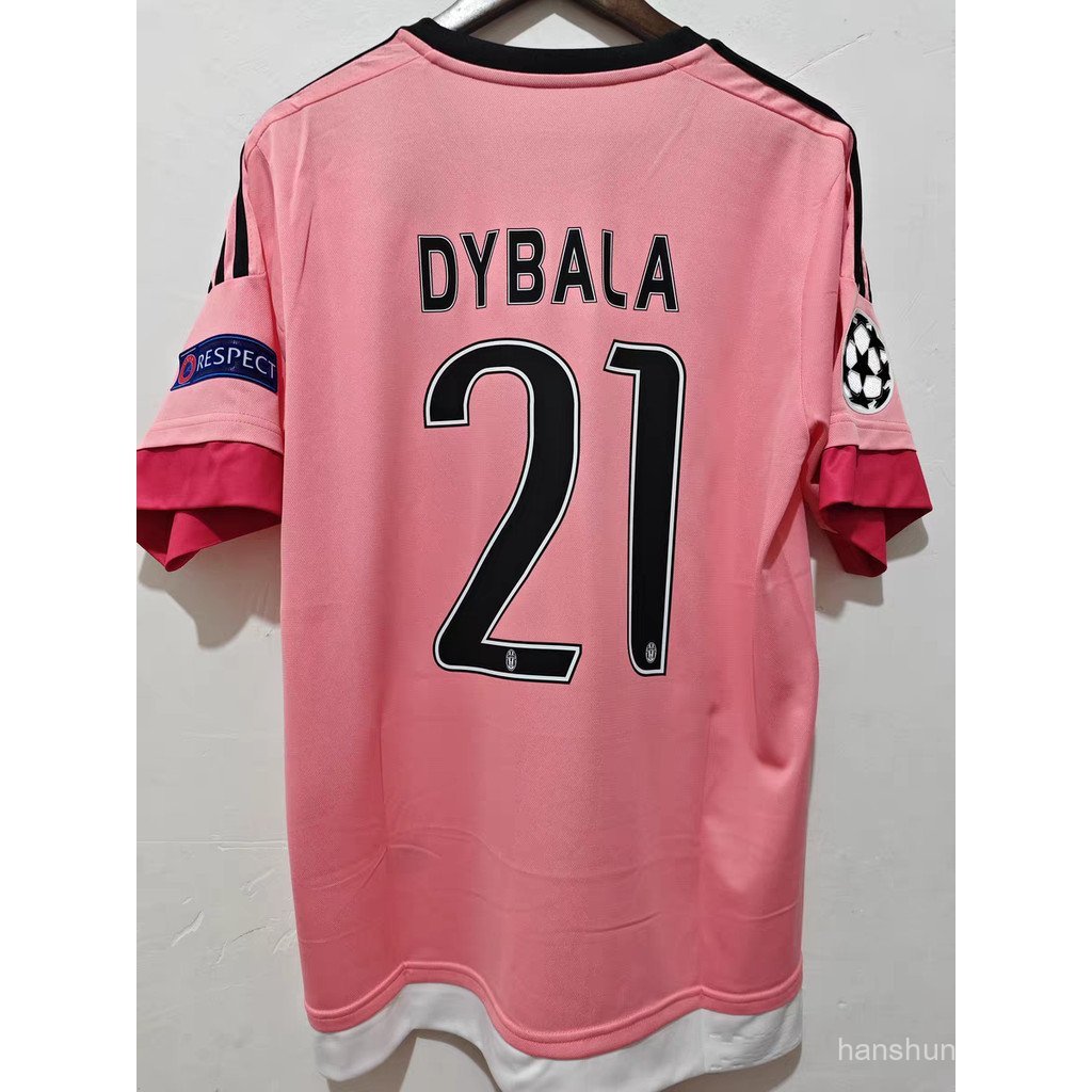 15-16 Juventus Pink Retro Football Short Sleeve Shirt S-2XL