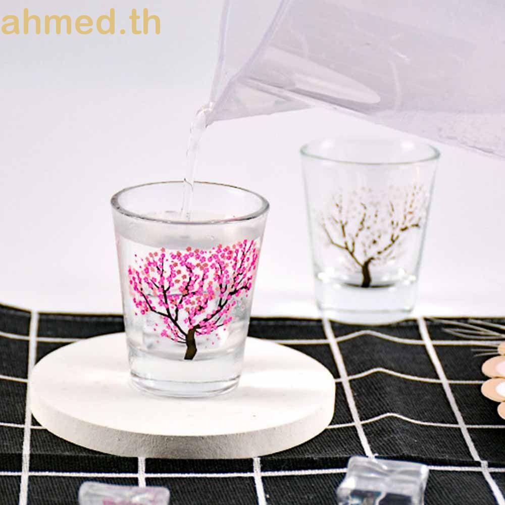 AHMED Glass Liquor Temperature Sensing 2oz ถ้วยซากุระที่ทนทาน