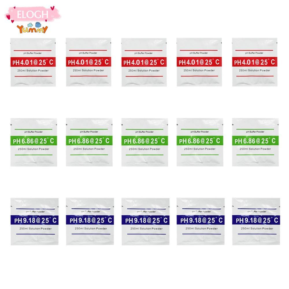 ELO11 15 ชิ้น PH Meter Calibration Solution Powder, PH 4.01 จุด 3 ประเภท PH Buffer Solution Powder, 