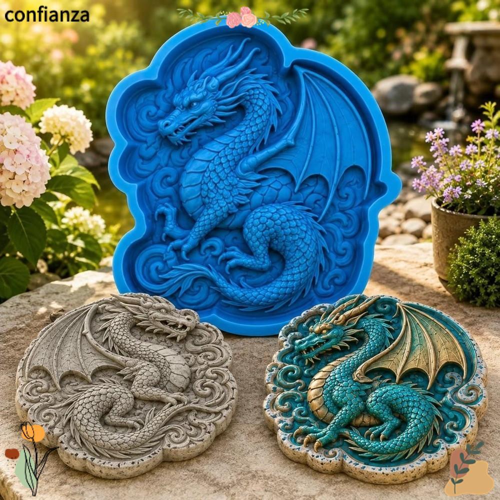 CONFIANZA Garden Path Cement Mould, Reusable Dragon Shape Stepping Stone Mold, Creative Cement Casti