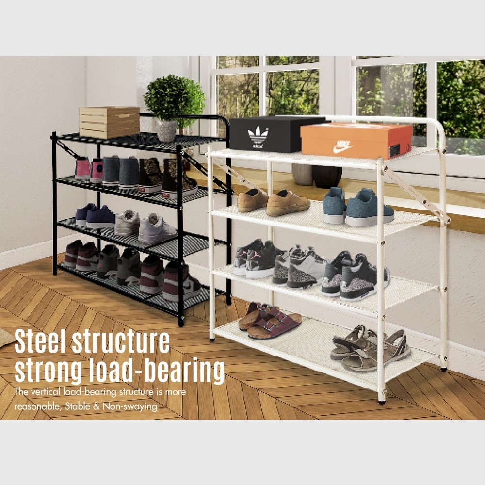 SLIM Monochrome 4 Tier | 5 Tier | 6 Tier Steel Shoe Rack (L: 70cm) - Storage | Organizer | Ventilati