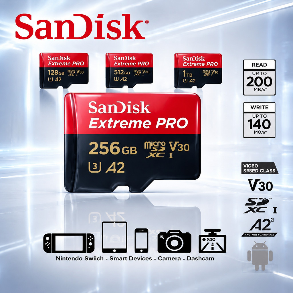 การ์ดหน่วยความจำ Sandisk Extreme Pro 1TB-32GB SDXC UHS-I U3 A2 V30 พร้อมอะแดปเตอร์ อ่านเร็ว SDcard