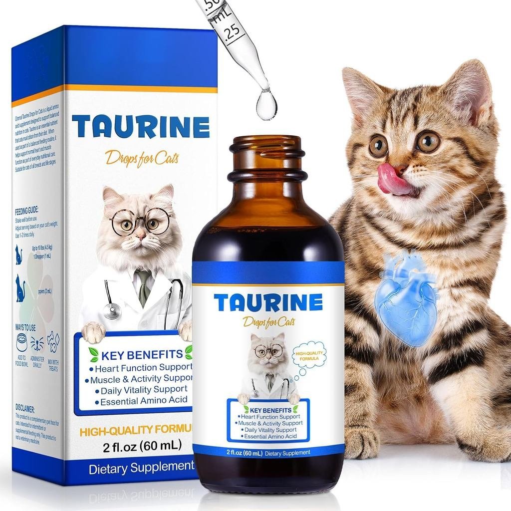 Taurine for Cats,Taurine Liquid อาหารเสริมสําหรับแมวสนับสนุนหัวใจ,วิสัยทัศน์,โดยรวม Vitality & Metab