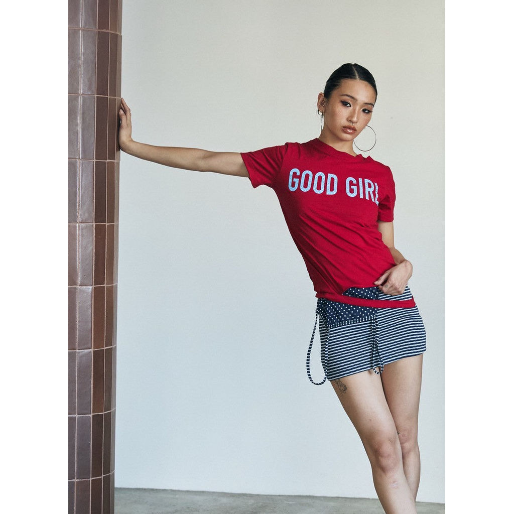 Piccoro - Good Girl Good Boy Ripped Tee เสื้อยืดสกรีนคำและรีดเพชร