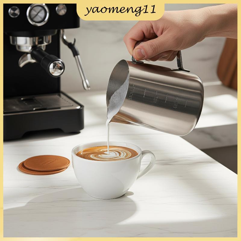 YM 304 สแตนเลส Frothing Pitcher เกรดอาหาร 350ml/600ml สําหรับ Home Barista Espresso Latte ดึงดอกไม้ใ
