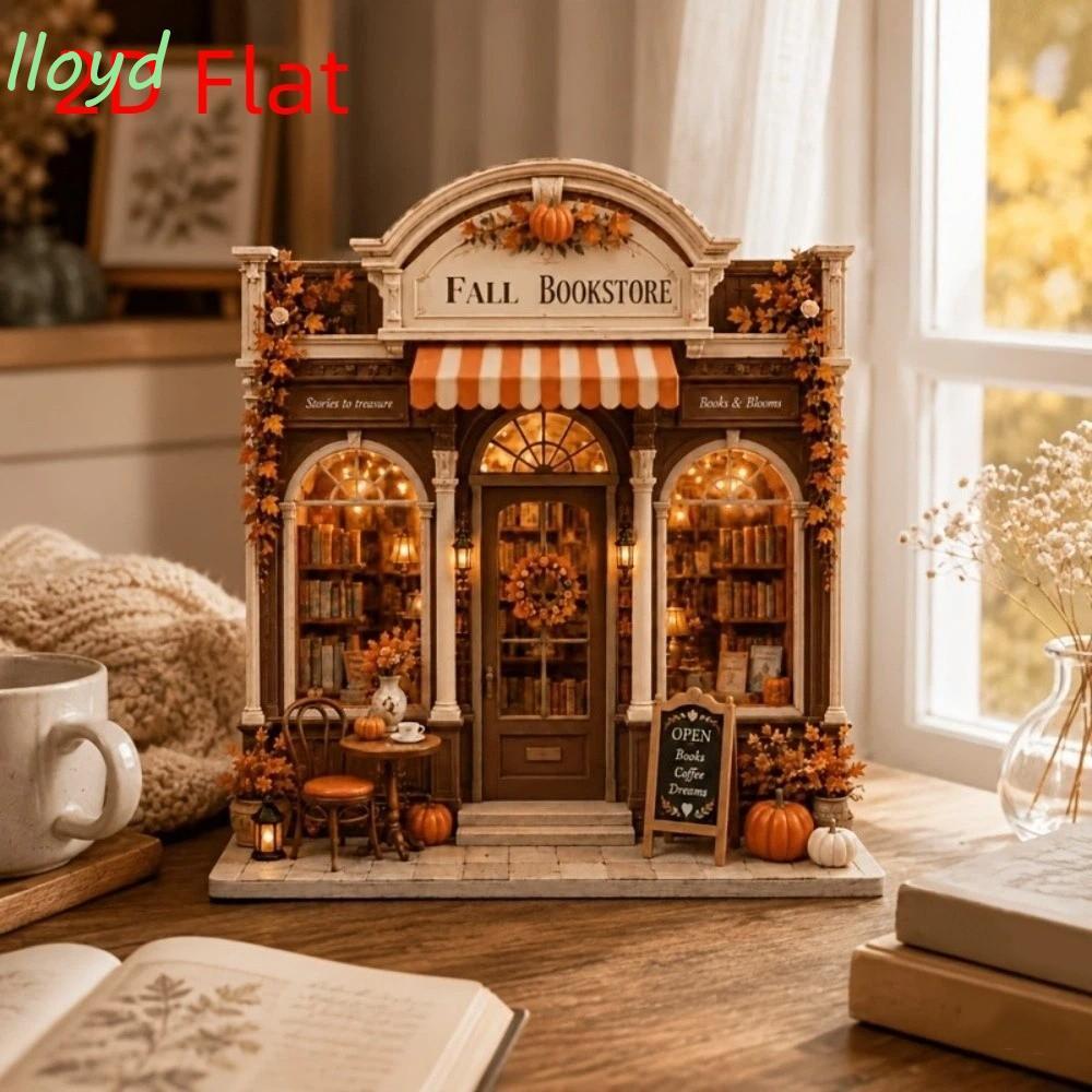 LLOYD ฮาโลวีนร้านไม้เครื่องประดับ, Vintage 2D แบนฤดูใบไม้ร่วงฟักทอง Cafe Plaque, Freestand Light-Up 